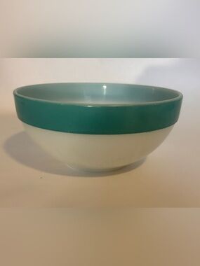 Mid Century Vintage FIRE KING Turquoise Band 7 1/2" Mixing Bowl Oven Ware MCM